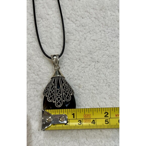 VTG Stuari Ba Indonesia Briolette Smoky Quartz Drop Pendant Necklace Whimsygoth - Picture 6 of 7